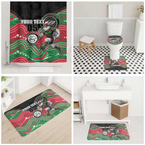 Custom Rabbitohs Bathroom Set Rabbit Mascot With Aboriginal Indigenous