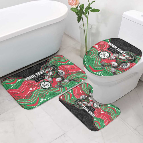 Custom Rabbitohs Bathroom Set Rabbit Mascot With Aboriginal Indigenous