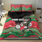 Custom Rabbitohs Bedding Set Rabbit Mascot With Aboriginal Indigenous