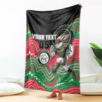 Custom Rabbitohs Blanket Rabbit Mascot With Aboriginal Indigenous
