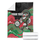 Custom Rabbitohs Blanket Rabbit Mascot With Aboriginal Indigenous