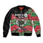 Custom Rabbitohs Bomber Jacket Rabbit Mascot With Aboriginal Indigenous