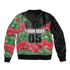 Custom Rabbitohs Bomber Jacket Rabbit Mascot With Aboriginal Indigenous