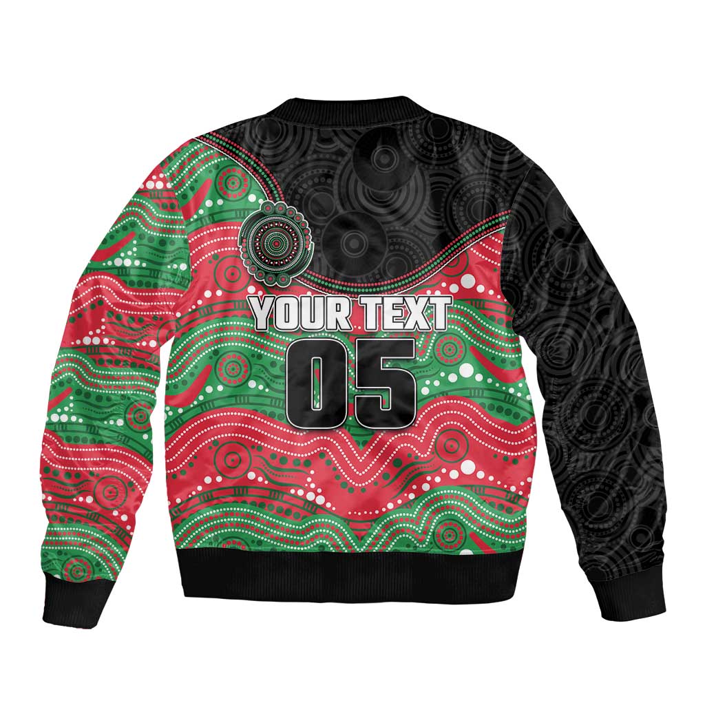 Custom Rabbitohs Bomber Jacket Rabbit Mascot With Aboriginal Indigenous