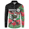 Custom Rabbitohs Button Sweatshirt Rabbit Mascot With Aboriginal Indigenous