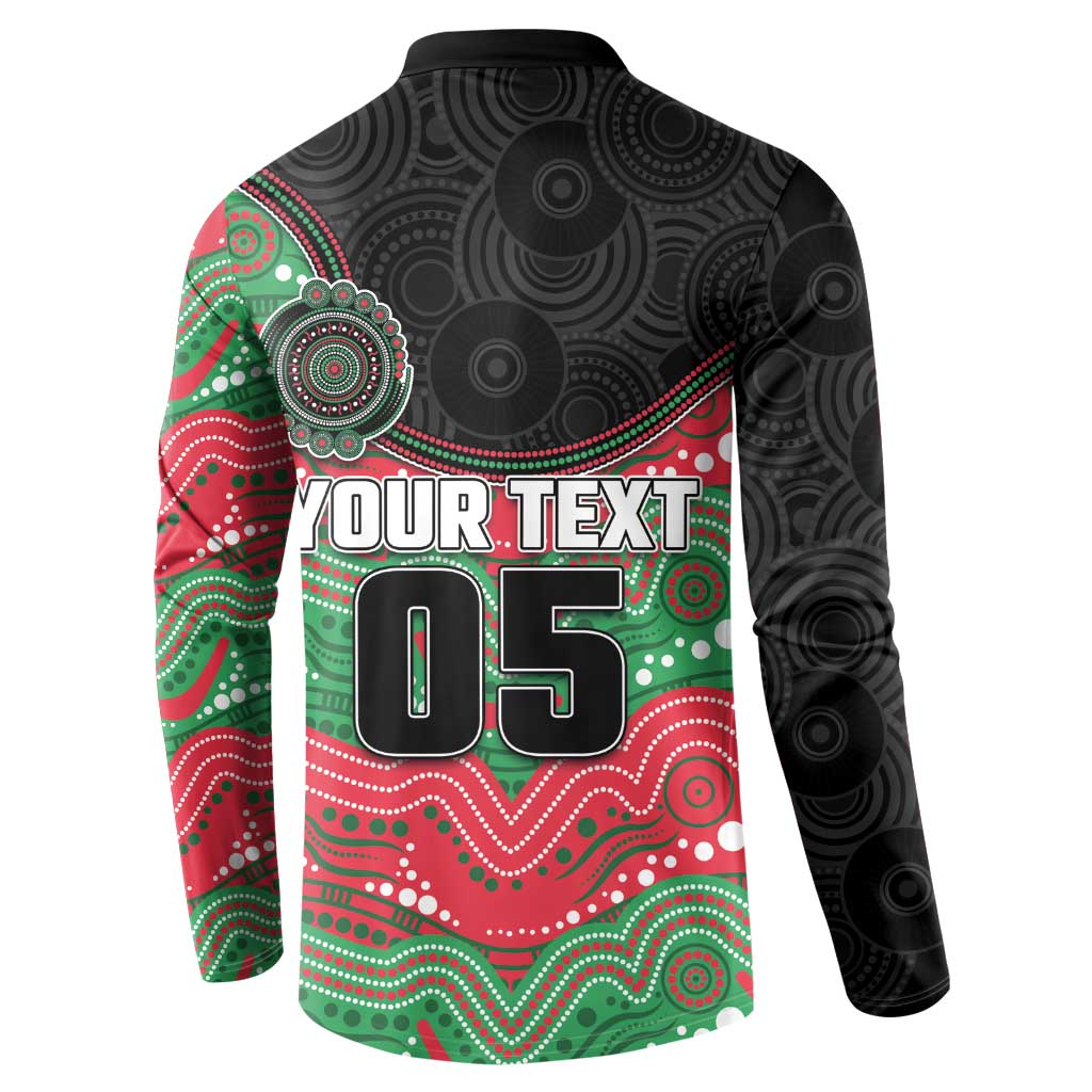 Custom Rabbitohs Button Sweatshirt Rabbit Mascot With Aboriginal Indigenous