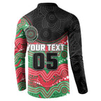 Custom Rabbitohs Button Sweatshirt Rabbit Mascot With Aboriginal Indigenous