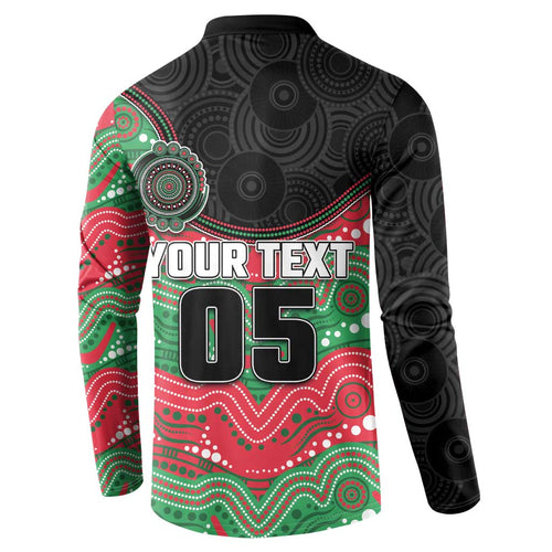 Custom Rabbitohs Button Sweatshirt Rabbit Mascot With Aboriginal Indigenous