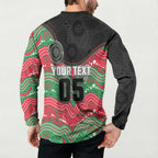Custom Rabbitohs Button Sweatshirt Rabbit Mascot With Aboriginal Indigenous
