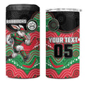 Custom Rabbitohs 4 in 1 Can Cooler Tumbler Rabbit Mascot With Aboriginal Indigenous