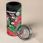 Custom Rabbitohs 4 in 1 Can Cooler Tumbler Rabbit Mascot With Aboriginal Indigenous