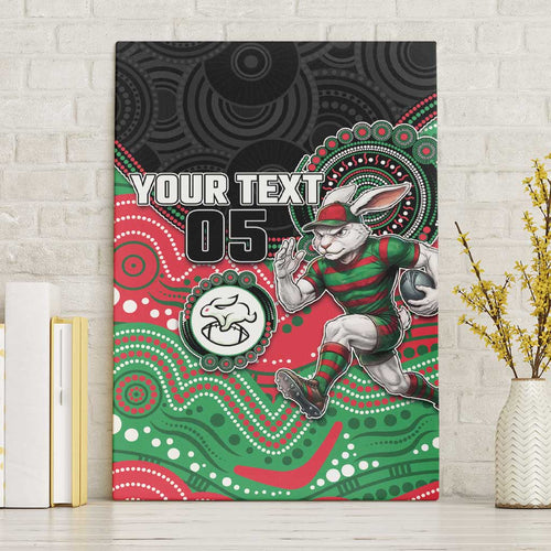 Custom Rabbitohs Canvas Wall Art Rabbit Mascot With Aboriginal Indigenous