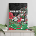 Custom Rabbitohs Canvas Wall Art Rabbit Mascot With Aboriginal Indigenous