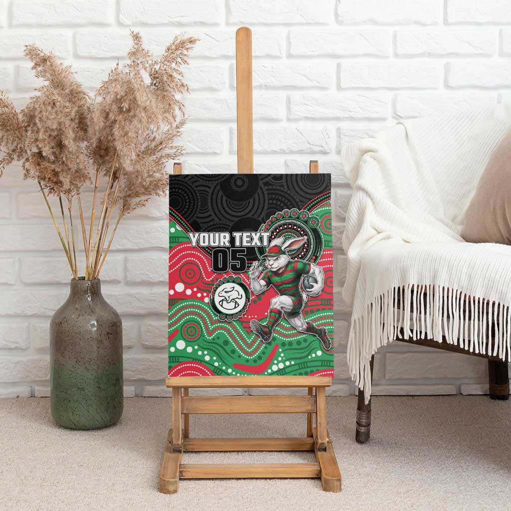Custom Rabbitohs Canvas Wall Art Rabbit Mascot With Aboriginal Indigenous