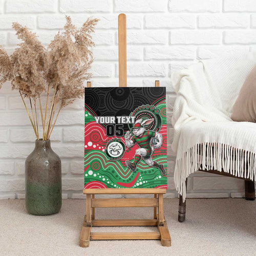 Custom Rabbitohs Canvas Wall Art Rabbit Mascot With Aboriginal Indigenous