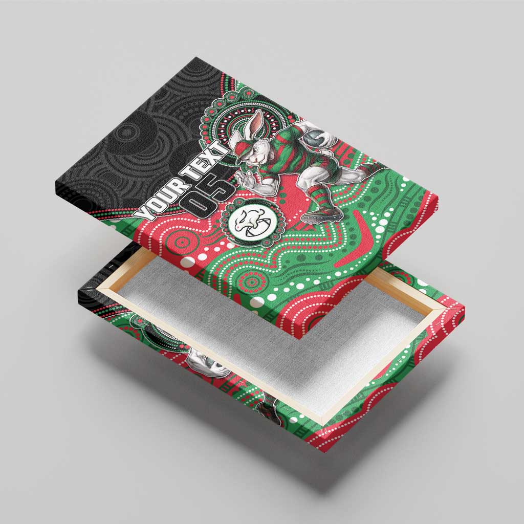 Custom Rabbitohs Canvas Wall Art Rabbit Mascot With Aboriginal Indigenous
