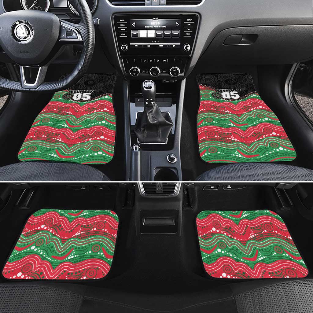 Custom Rabbitohs Car Mats Rabbit Mascot With Aboriginal Indigenous