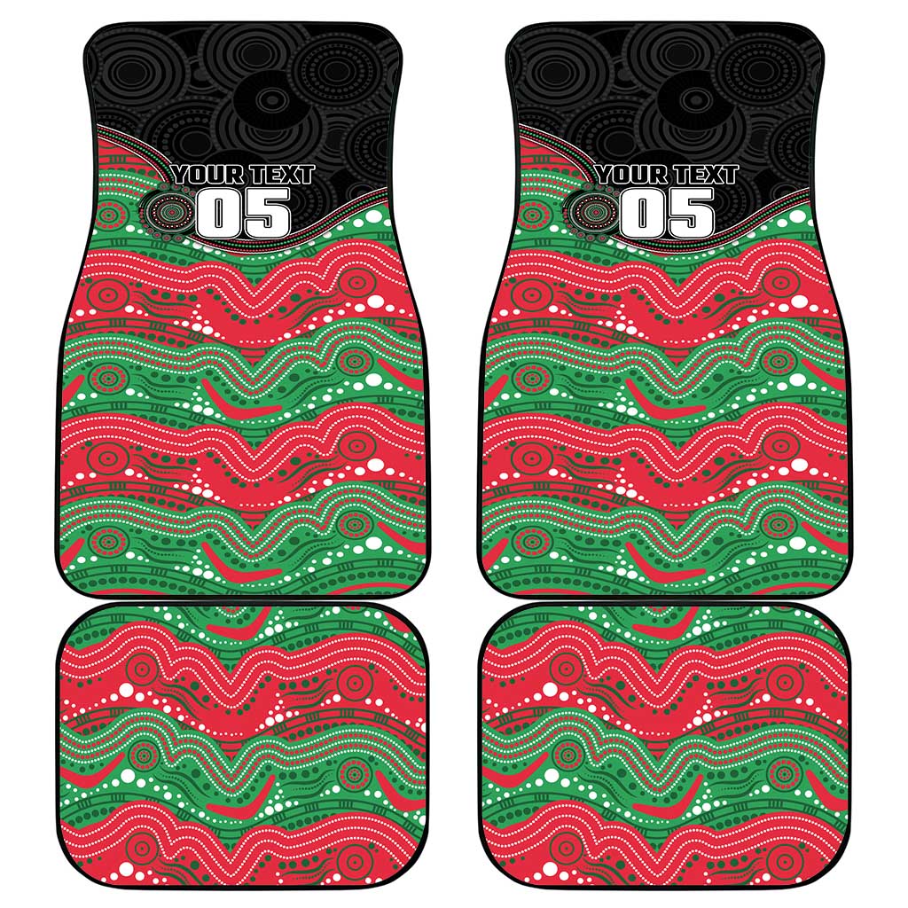 Custom Rabbitohs Car Mats Rabbit Mascot With Aboriginal Indigenous