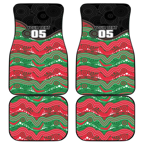 Custom Rabbitohs Car Mats Rabbit Mascot With Aboriginal Indigenous
