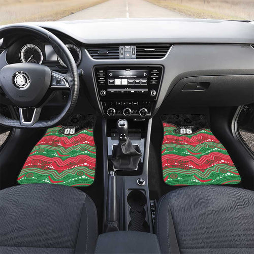 Custom Rabbitohs Car Mats Rabbit Mascot With Aboriginal Indigenous