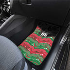 Custom Rabbitohs Car Mats Rabbit Mascot With Aboriginal Indigenous