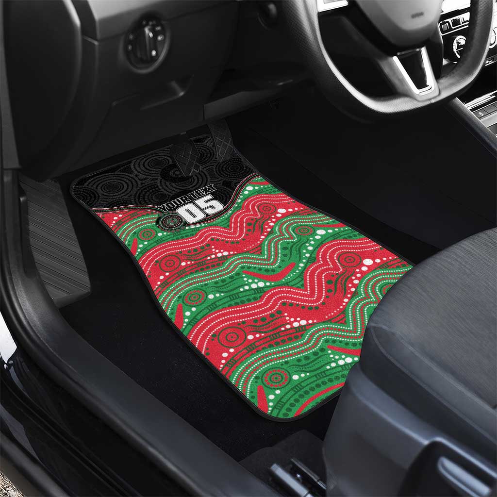Custom Rabbitohs Car Mats Rabbit Mascot With Aboriginal Indigenous