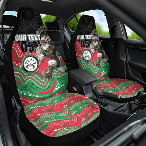 Custom Rabbitohs Car Seat Cover Rabbit Mascot With Aboriginal Indigenous