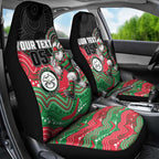 Custom Rabbitohs Car Seat Cover Rabbit Mascot With Aboriginal Indigenous