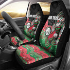 Custom Rabbitohs Car Seat Cover Rabbit Mascot With Aboriginal Indigenous