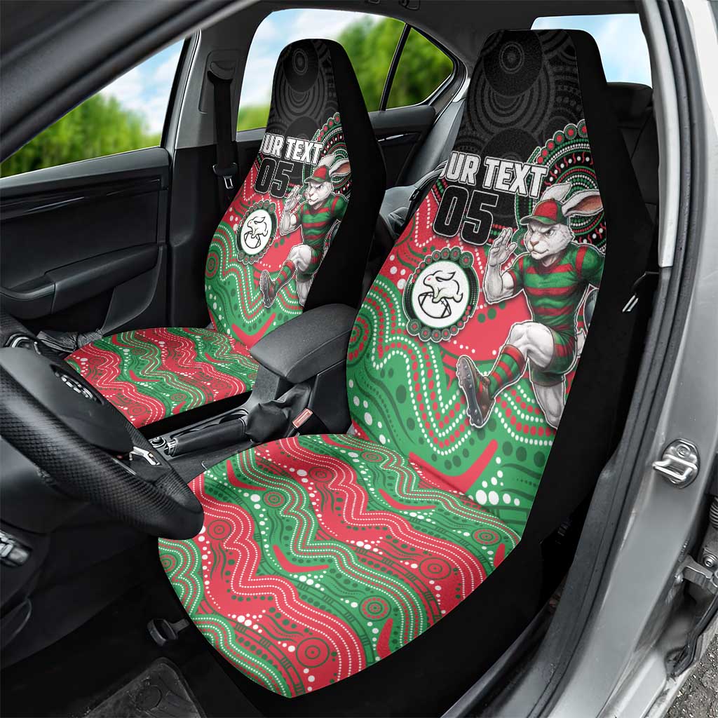 Custom Rabbitohs Car Seat Cover Rabbit Mascot With Aboriginal Indigenous