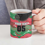Custom Rabbitohs Ceramic Mug Rabbit Mascot With Aboriginal Indigenous