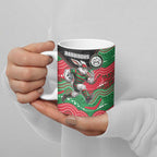 Custom Rabbitohs Ceramic Mug Rabbit Mascot With Aboriginal Indigenous