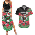 Custom Rabbitohs Couples Matching Summer Maxi Dress and Hawaiian Shirt Rabbit Mascot With Aboriginal Indigenous