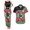 Custom Rabbitohs Couples Matching Tank Maxi Dress and Hawaiian Shirt Rabbit Mascot With Aboriginal Indigenous