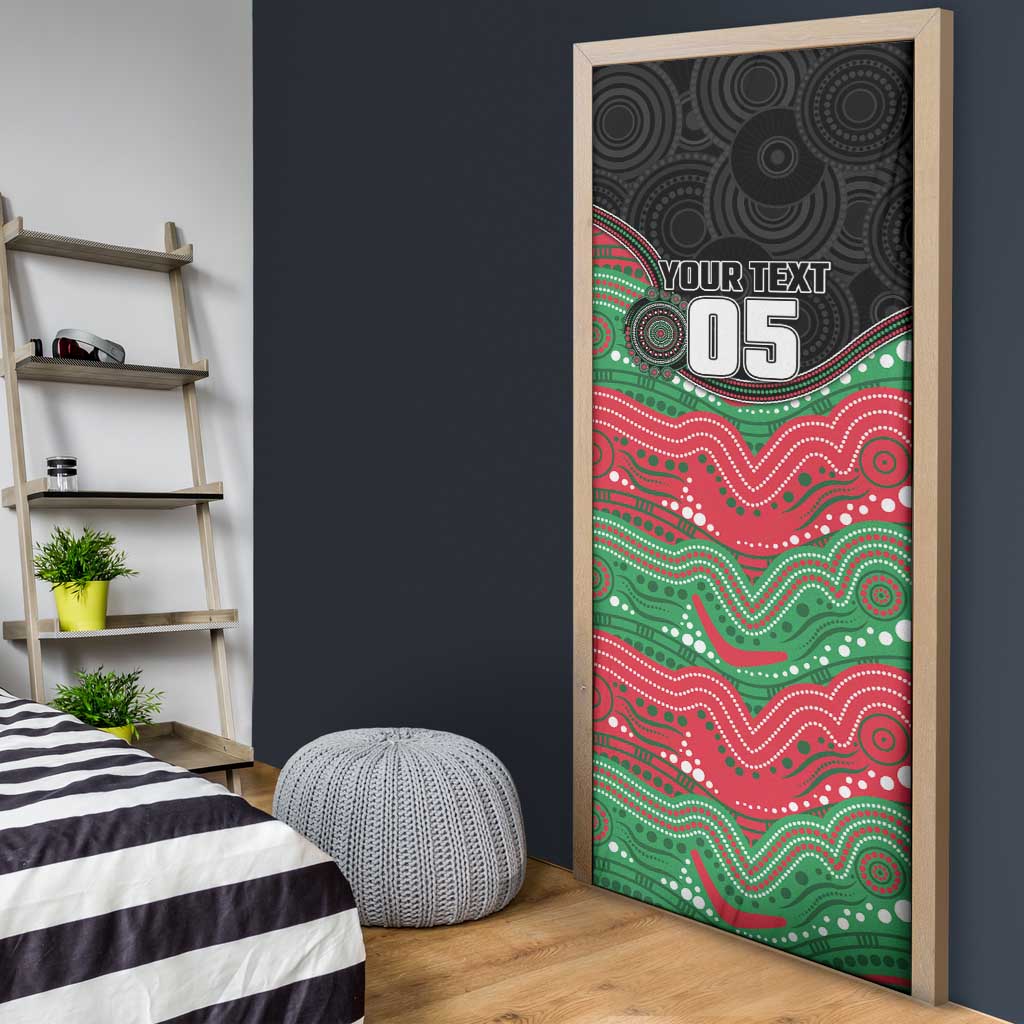 Custom Rabbitohs Door Cover Rabbit Mascot With Aboriginal Indigenous
