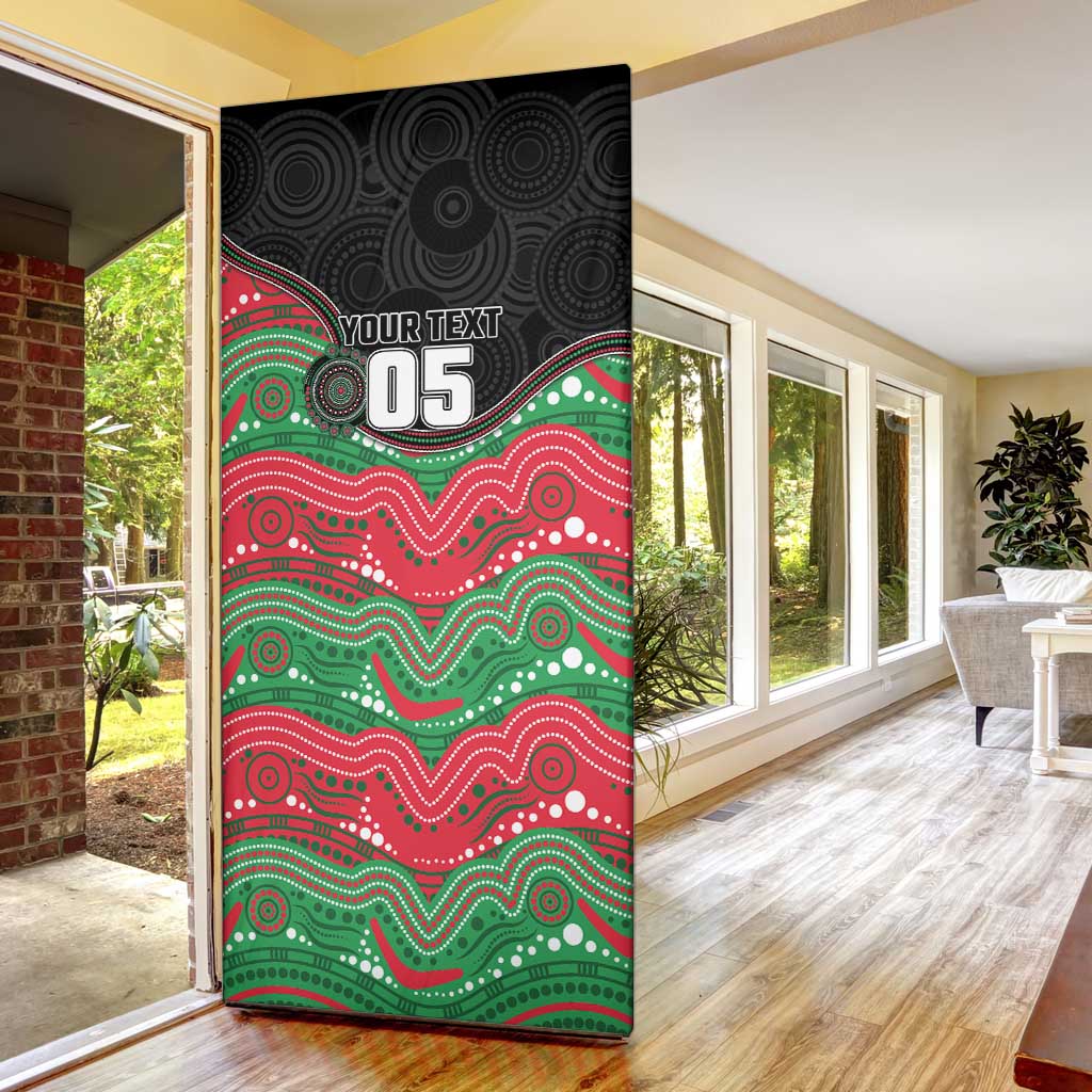 Custom Rabbitohs Door Cover Rabbit Mascot With Aboriginal Indigenous