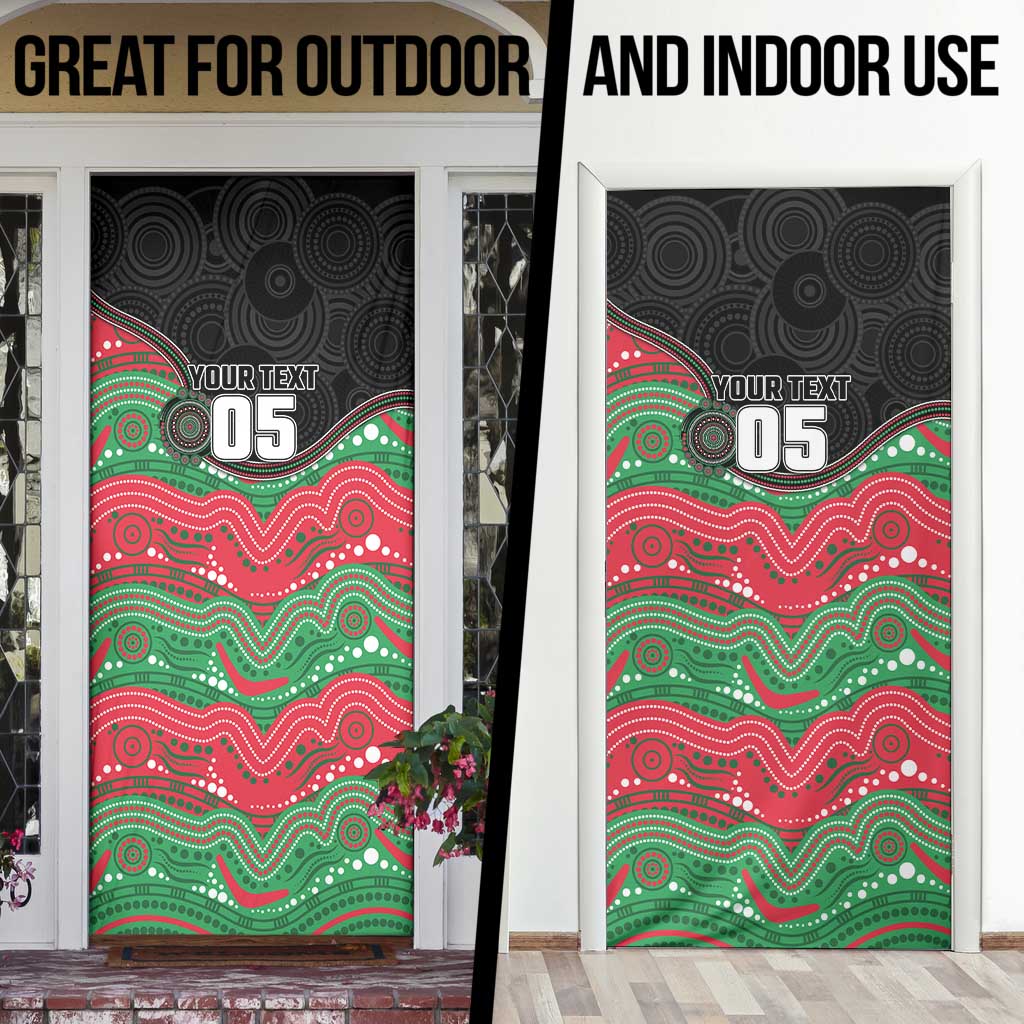 Custom Rabbitohs Door Cover Rabbit Mascot With Aboriginal Indigenous