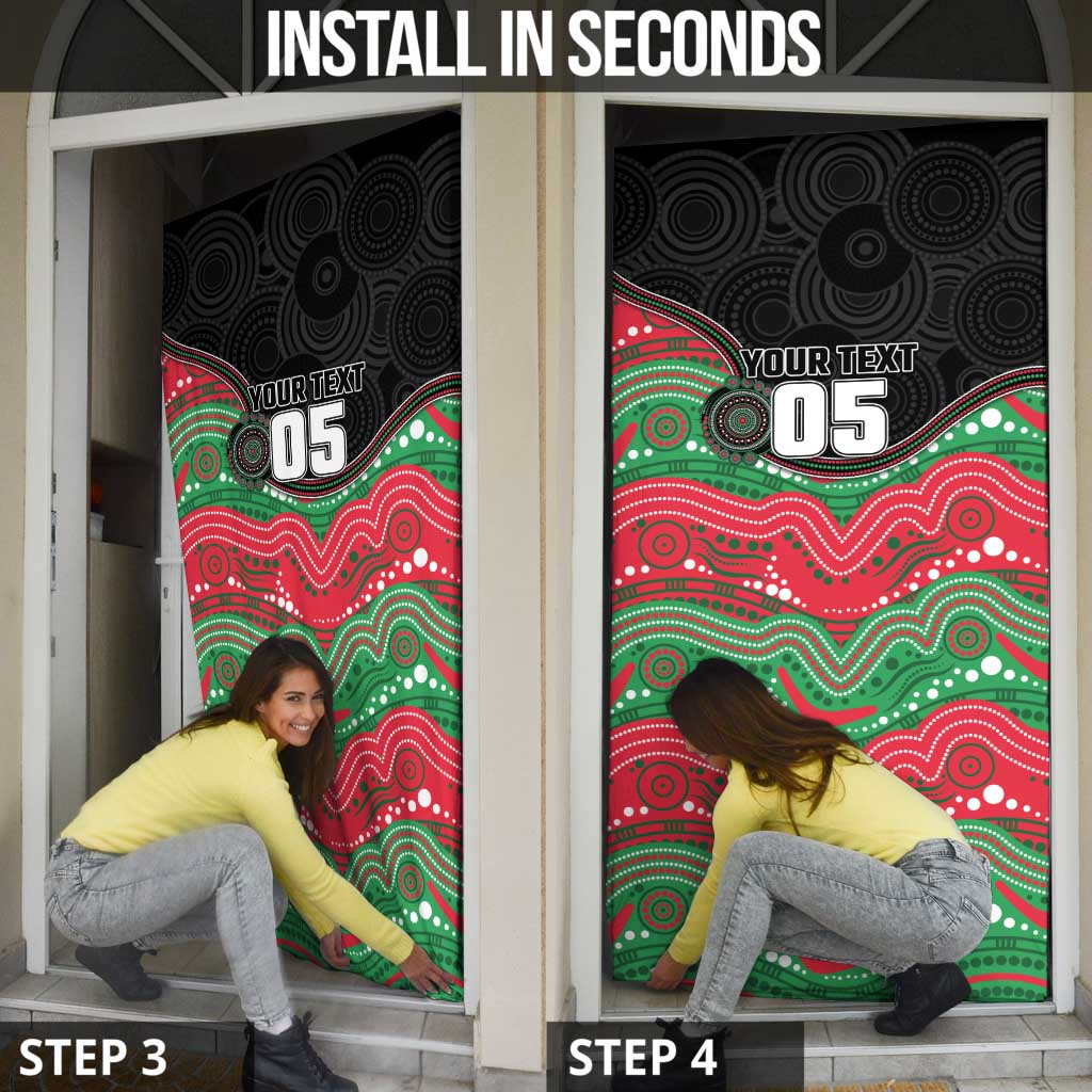 Custom Rabbitohs Door Cover Rabbit Mascot With Aboriginal Indigenous