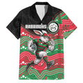 Custom Rabbitohs Family Matching Long Sleeve Bodycon Dress and Hawaiian Shirt Rabbit Mascot With Aboriginal Indigenous