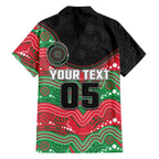Custom Rabbitohs Family Matching Off Shoulder Maxi Dress and Hawaiian Shirt Rabbit Mascot With Aboriginal Indigenous