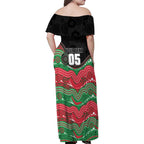 Custom Rabbitohs Family Matching Off Shoulder Maxi Dress and Hawaiian Shirt Rabbit Mascot With Aboriginal Indigenous
