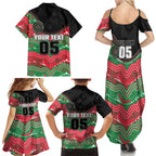 Custom Rabbitohs Family Matching Summer Maxi Dress and Hawaiian Shirt Rabbit Mascot With Aboriginal Indigenous