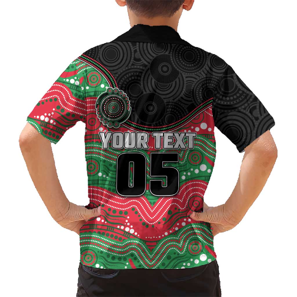 Custom Rabbitohs Family Matching Tank Maxi Dress and Hawaiian Shirt Rabbit Mascot With Aboriginal Indigenous