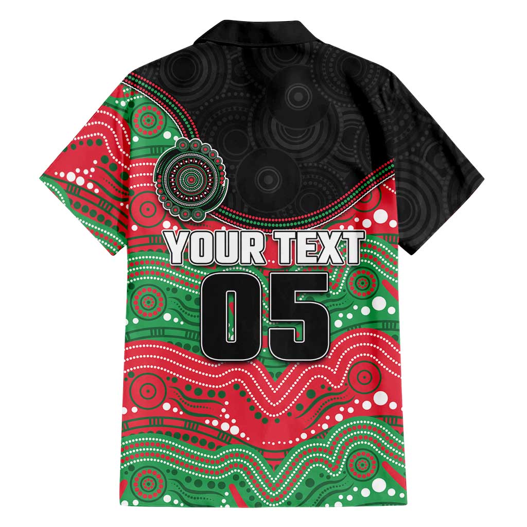 Custom Rabbitohs Family Matching Tank Maxi Dress and Hawaiian Shirt Rabbit Mascot With Aboriginal Indigenous