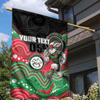 Custom Rabbitohs Garden Flag Rabbit Mascot With Aboriginal Indigenous