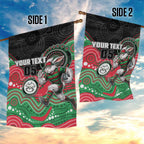 Custom Rabbitohs Garden Flag Rabbit Mascot With Aboriginal Indigenous