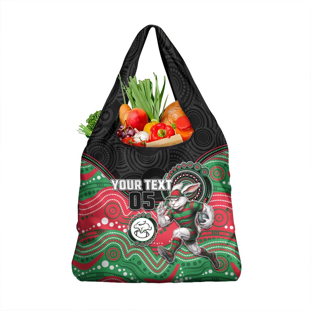 Custom Rabbitohs Grocery Bag Rabbit Mascot With Aboriginal Indigenous
