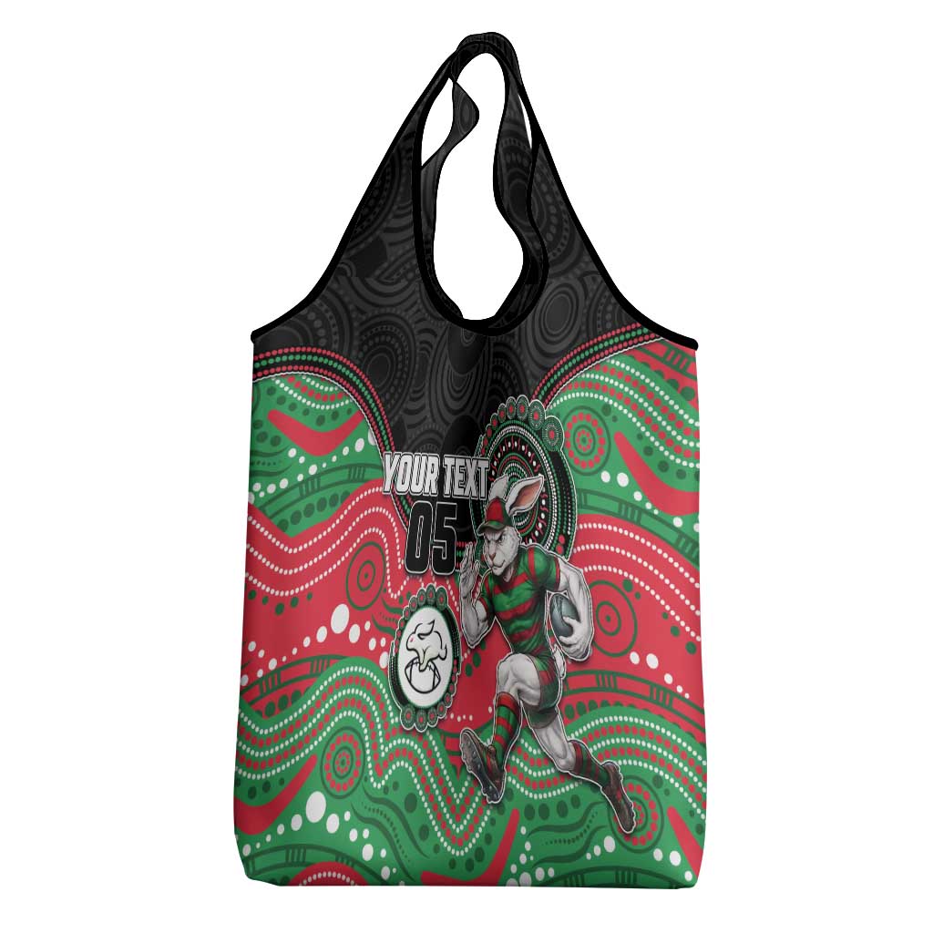 Custom Rabbitohs Grocery Bag Rabbit Mascot With Aboriginal Indigenous
