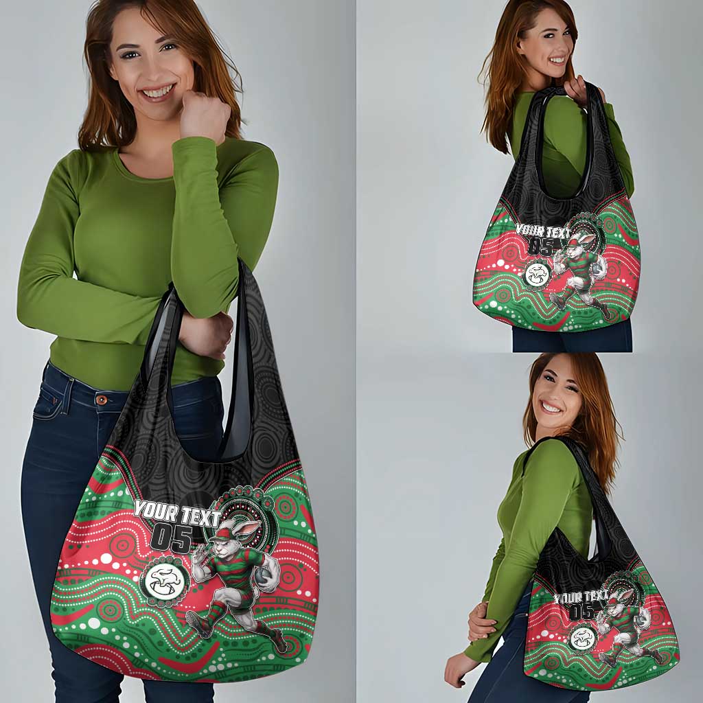Custom Rabbitohs Grocery Bag Rabbit Mascot With Aboriginal Indigenous