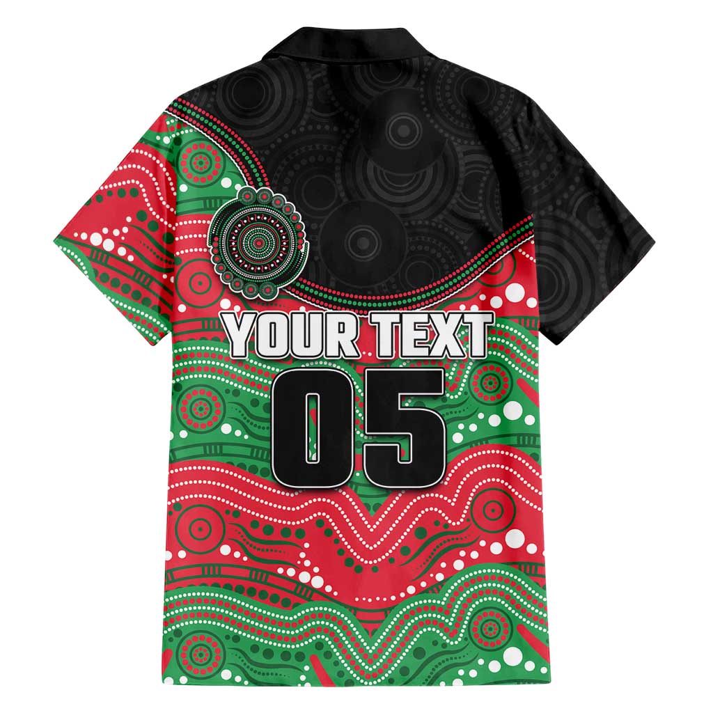 Custom Rabbitohs Hawaiian Shirt Rabbit Mascot With Aboriginal Indigenous